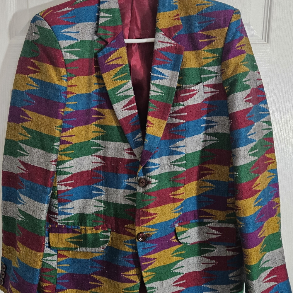 Vintage Rare 90's Southwestern Azytec Woven Blazer.Check Measurements In Photo's